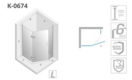 Kabina pięciokątna 100x80 K-0674 New Azura Black New Trendy