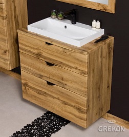 Szafka łazienkowa z umywalką nablatową dąb naturalny 80 cm Victa Gante