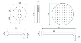 Złoty zestaw wannowo prysznicowy Lungo Gold Rea