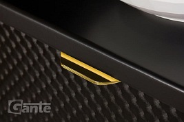 Szafka łazienkowa wisząca z umywalką 120 cm szklane fronty złoty uchwyt Glow Gante