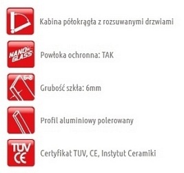 Kabina prysznicowa półokrągła 80x80 FF0408 Bari Atrium