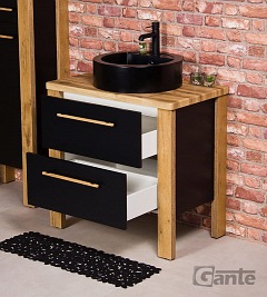 Stojąca szafka łazienkowa 80 cm czarny mat z czarną umywalką Cortez Gante