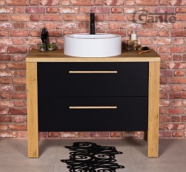 Stojąca szafka łazienkowa 100 cm czarny mat z białą umywalką Cortez Gante