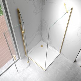 Złota kabina prysznicowa prostokątna drzwi pojedyncze składane 100x80 ZES-KZ20D-GL-100X80