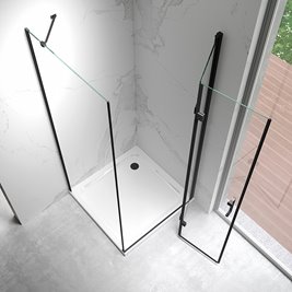Czarna kabina prysznicowa prostokątna drzwi pojedyncze składane 110x90 ZES-KZ20E-BL-110X80