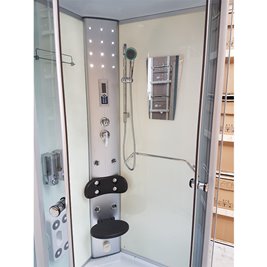 Kabina prysznicowa z hydromasażem niski brodzik białe ściany 80x80