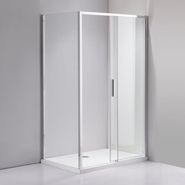 Chromowana prostokątna kabina prysznicowa Super Slim Nova 100x90 drzwi rozsuwane