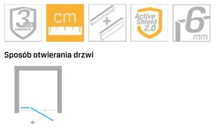 Drzwi prysznicowe uchylne lewe kolor stalowy 80 cm D-0927A New Trendy Nesta Gunmetal Brushed