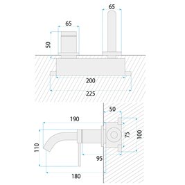 Bateria umywalkowa podtynkowa box Rea Clif Inox