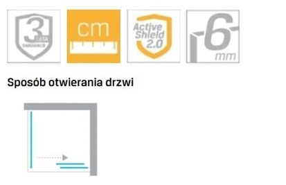 Kabina prysznicowa prostokątna prawa 100x80 złota szczotkowana D-0785A/D-0329B Prime New Trendy Gold Brushed