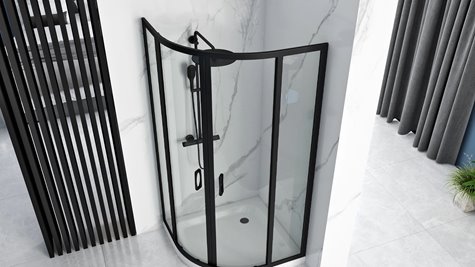 Czarna asymetryczna kabina prysznicowa rozsuwana 100x80 cm Look Rea Black
