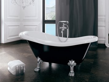 Czarno-biała wanna wolnostojąca 170 nogi chrom Otylia B&W Besco WKO-170-BWC