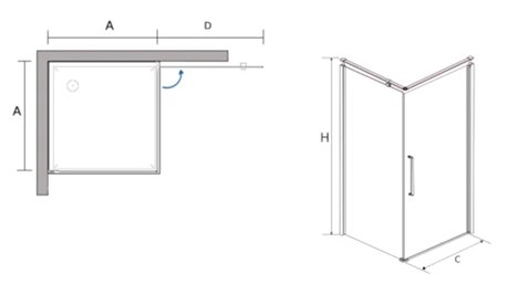 Kabina prysznicowa prostokątna 100x90 cm Fresh Line BKP260T09/10 Clean Glass