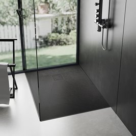 Brodzik prostokątny czarny struktura kamienia smc 120x80 Magnum Black Rea