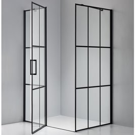 Czarna prostokątna kabina prysznicowa 120x80 drzwi uchylne BS02C