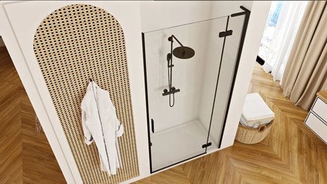 Drzwi prysznciowe 100 cm uchylne czarne Hugo Rea Black