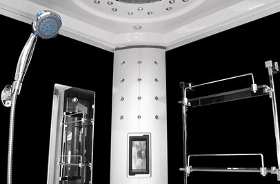 Kabina prysznicowa składane siedzisko półokrągła zabudowana czarna 100x100 MO-09909C