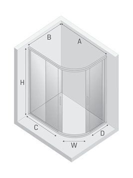 Kabina asymetryczna 100x80 cm profile chrom K-5472 New Varia New Trendy