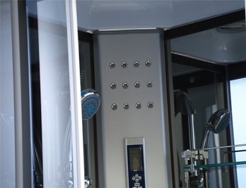 Kabina prysznicowa sauna parowa hydromasaż półokrągła zabudowana czarna 90x90 MO-0513BBS