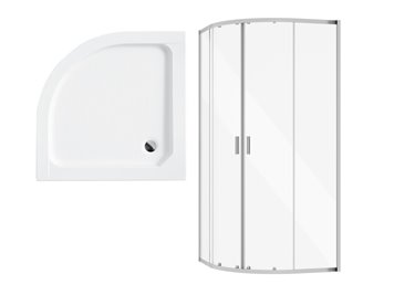 Zarya Besco chromowana kabina prysznicowa 90x90 powłoka ProClean + biały brodzik 15 cm Alex