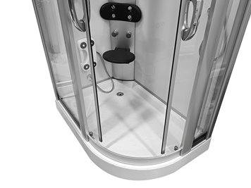 Biała kabina prysznicowa z hydromasażem + sauna na niskim brodziku 120x85 prawa MO-09914PBS