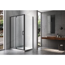 Czarna kabina prysznicowa prostokątna drzwi uchylne 110x80 KZ06CB
