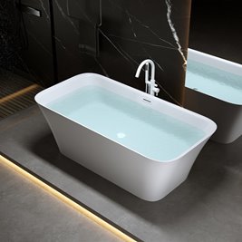 Wanna wolnostojąca biały przelew oraz korek prostokątna 160 cm Viana Hydrosan