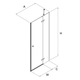 Drzwi prysznicowe uchylne prawe kolor czarny mat 90 cm D-1017A New Trendy Kalibra 1D