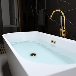 Wanna przyścienna złoty przelew oraz korek narożna prawa 140 cm Mera Hydrosan