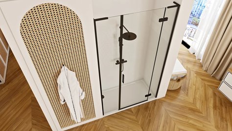 Drzwi prysznciowe 130 cm uchylne czarne Hugo Rea Black