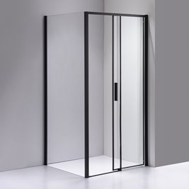 Czarna prostokątna kabina prysznicowa Super Slim Nova 100x80 drzwi rozsuwane