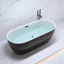 Wanna wolnostojąca czarno-biała czarny korek oraz przelew 160 cm Cesana Hydrosan