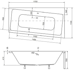 Czarno-biała wanna narożna z obudową 170 cm Prawa Infinity Besco