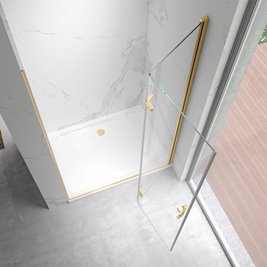 Złote drzwi prysznicowe składane do wnęki 90 cm ZES-KZ21C-GL-90