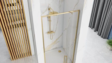 Złote drzwi prysznicowe uchylne 100 cm Rapid Swing Rea