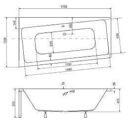 Czarno-biała wanna narożna z obudową 170 cm Lewa Infinity Besco