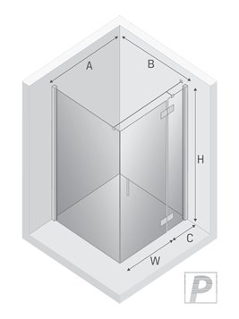 Kabina prysznicowa uchylna prawa kolor miedziany 120x110 cm K-4648 New Trendy Nesta Copper Brushed