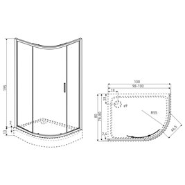 Kabina prysznicowa asymetrczyna z brodzikiem lewa 100x80 Solid RPA BL Kerra