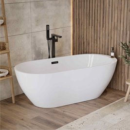 Wanna akrylowa, wolnostojąca Reno Corsan 160 cm korek klik-klak czarny