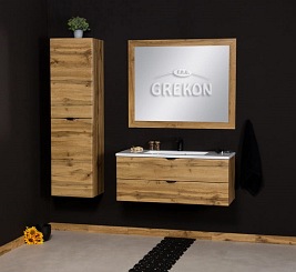 Szafka łazienkowa z umywalką wisząca dąb naturalny 100 cm Victa Gante