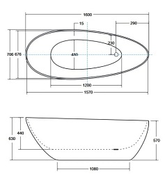 Wanna z konglomeratu + klik-klak chrom Goya 160 czarna Besco