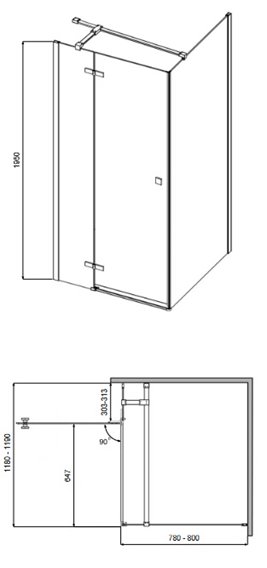 Czarna prostokątna kabina prysznicowa 120x80 lewa Pixa Black Besco