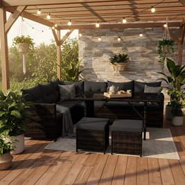 Zestaw mebli ogrodowych z technorattanu narożnik, stół, pufy Toledo brąz zdjęcie 10