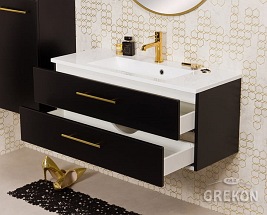 Szafka wisząca z umywalką czarny mat 100 cm Belli Gold Gante