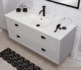 Szafka łazienkowa szara wisząca z umywalką 120/45 Grend