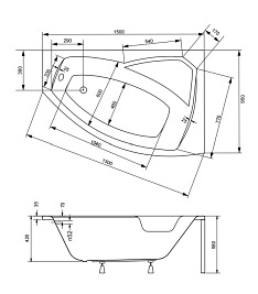 Wanna narożna 150 cm Prawa Rima Besco