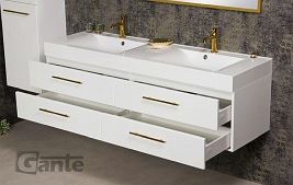Szafka z umywalką 160 cm dwie komory wisząca biały mat Belli Gold Gante