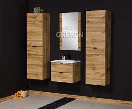 Słupek łazienkowy z koszem wiszący dąb naturalny 40x143,5 cm Victa Gante
