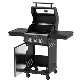 Grill gazowy ZEUS-A kolor czarny ruszt żeliwny moc 8,5 kW + pokrowiec + palnik boczny