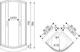 Kabina prysznicowa 80x80 półokrągła z brodzikiem Intro Kerra